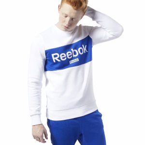 Bluza Męskie Reebok Training Essentials Linear Logo Białe PL 92BCKFZ